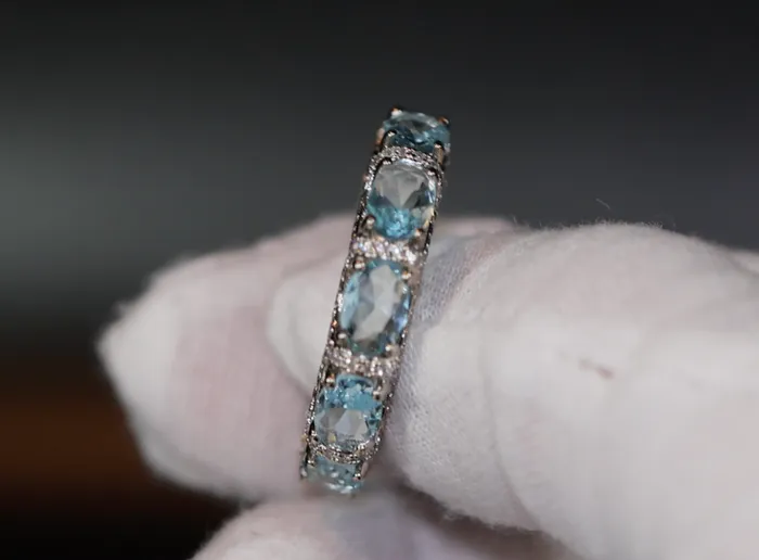 Lab Diamonds London Rings Womens Eternity Ring Eternity Ring Blue Diamond Ring Aquamarine Diamond Ring Aquamarine Engagement Ring Topaz Diamond Ring