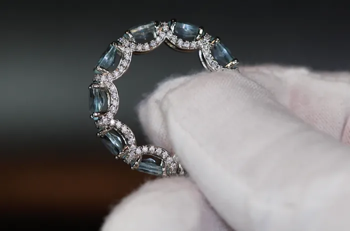 Lab Diamonds London Rings Womens Eternity Ring Eternity Ring Blue Diamond Ring Aquamarine Diamond Ring Aquamarine Engagement Ring Topaz Diamond Ring