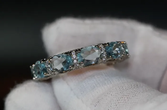 Lab Diamonds London Rings Womens Eternity Ring Eternity Ring Blue Diamond Ring Aquamarine Diamond Ring Aquamarine Engagement Ring Topaz Diamond Ring