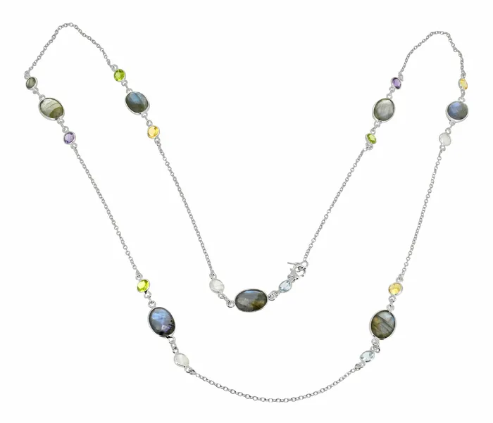 Labradorite Multi Stone 925 Sterling Silver Necklace YoTreasure Necklaces
