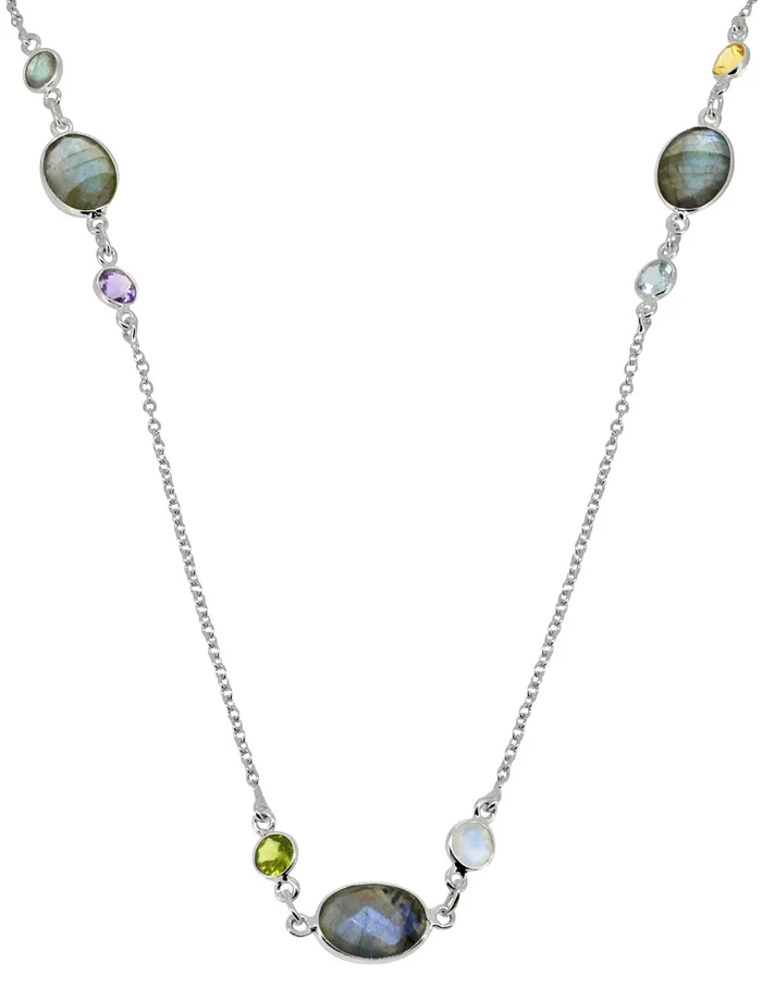 Labradorite Multi Stone 925 Sterling Silver Necklace YoTreasure Necklaces