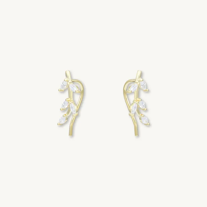 Leaf Sapphire Climber Earrings Camile Stone Earrings Leaf Sapphire Climber Earrings Camile Stone Earrings
