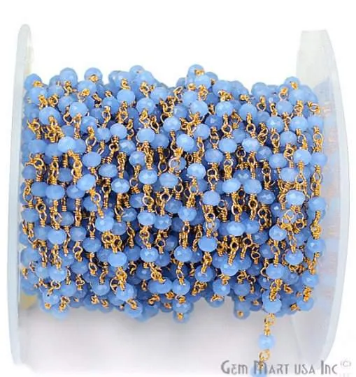 Light Lavender 335mm Gold Plated Wire Wrapped Beads Rosary Chain GemmartUSA Necklaces