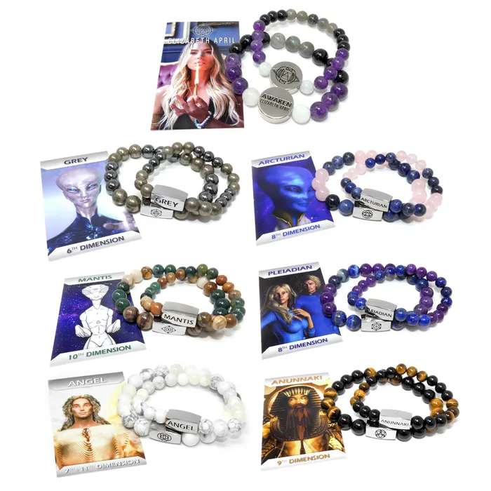 Lily Rose Jewelry Co Bracelets Limited Master Awakener 10mm Collection Elizabeth April AWAKEN Species Set of 7 Stretch Bracelet