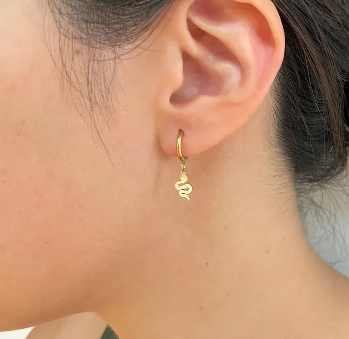 Mai Dsire SERPENTINE GOLD HUGGIE HOOP EARRINGS Earrings