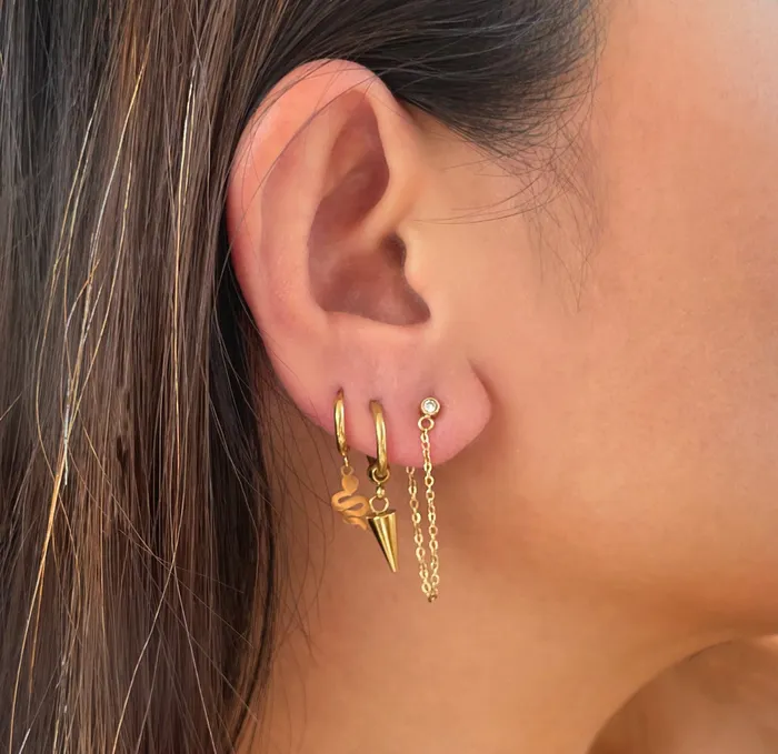 Mai Dsire SERPENTINE GOLD HUGGIE HOOP EARRINGS Earrings