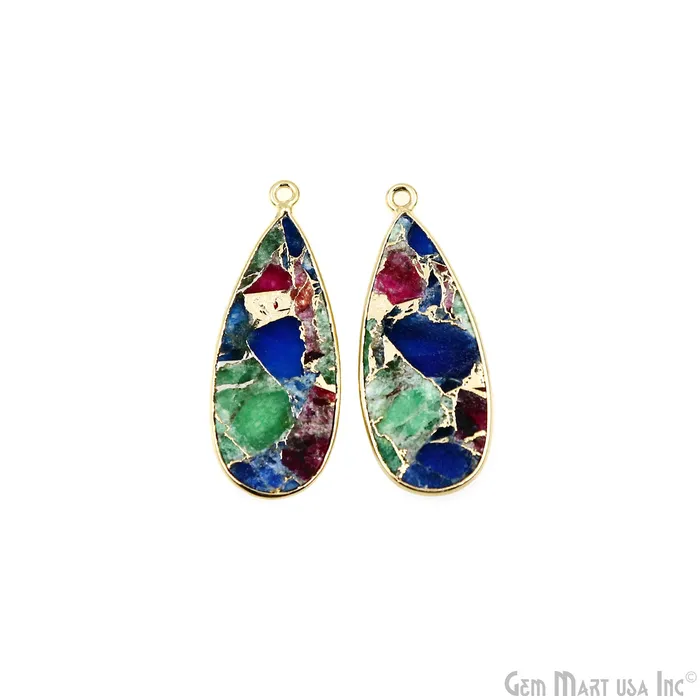 Multi Color Mohave 33x13mm Gold Plated Single Bail Earring Connector 1 Pair GemMartUSA Earrings