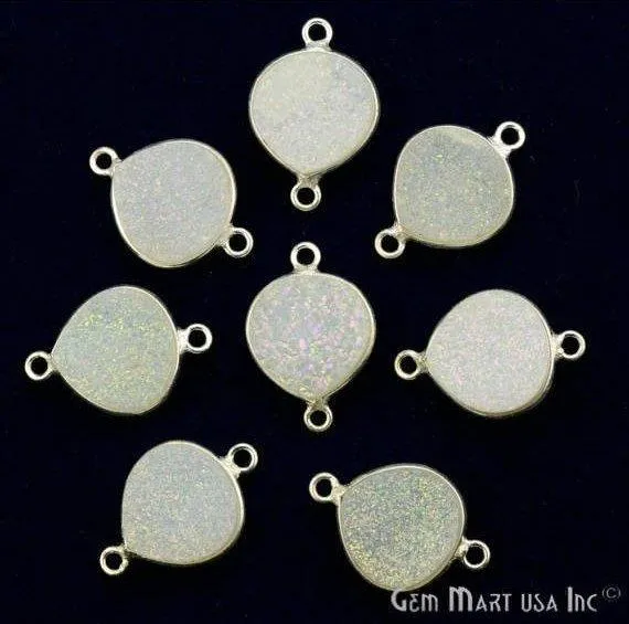 Natural Titanium Druzy 12mm Silver Double Bail Heart Bezel Connector GemMartUSA Necklaces