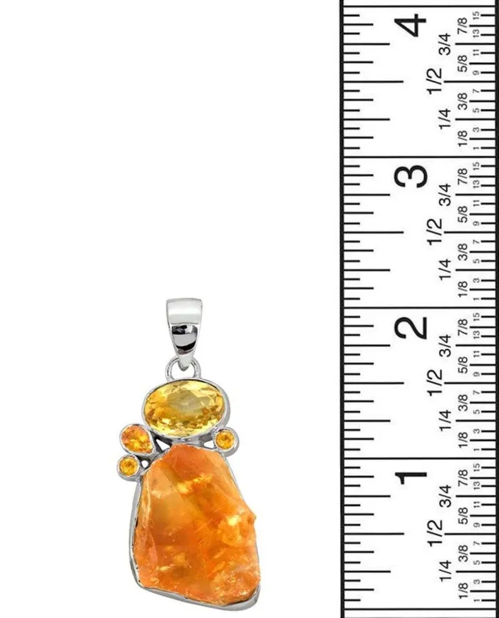 Necklaces 2 Raw Citrine Sterling Silver Long Chain Pendant YoTreasure
