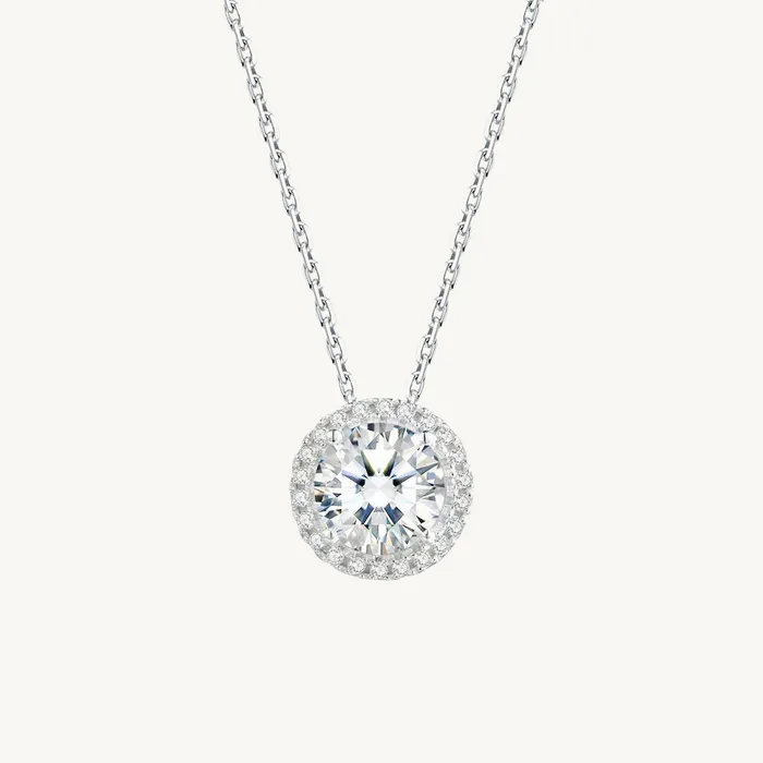 Necklaces Camile Stone Solitaire Halo Moissanite Necklace 1 Carat