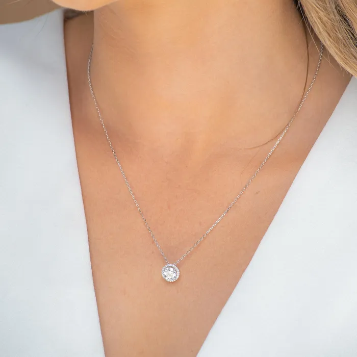 Necklaces Camile Stone Solitaire Halo Moissanite Necklace 1 Carat