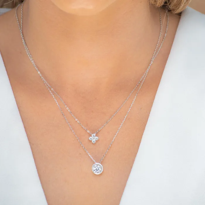 Necklaces Camile Stone Solitaire Halo Moissanite Necklace 1 Carat