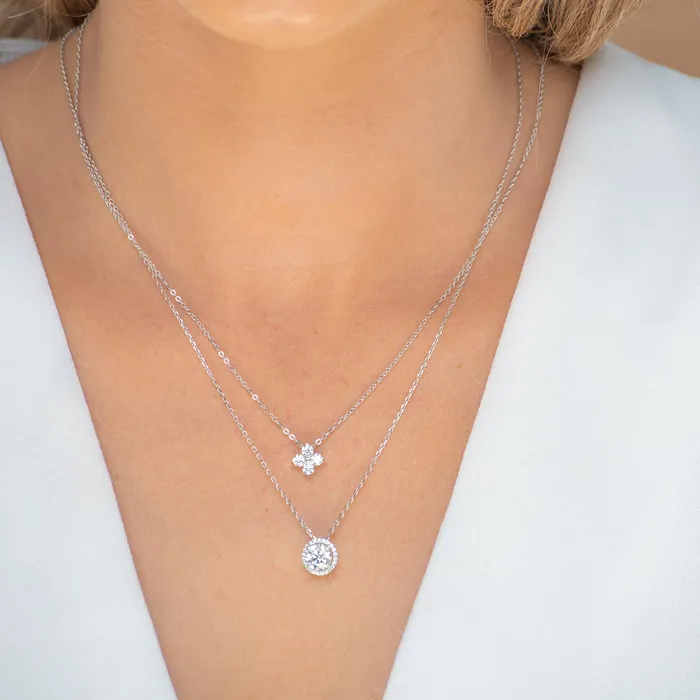 Necklaces Camile Stone Solitaire Halo Moissanite Necklace 1 Carat
