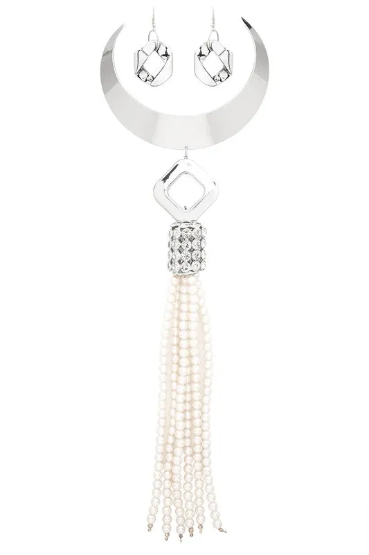 Necklaces Fringe Pearl Tassel Statement Collar Necklace Set LA Jewelry Plaza Necklaces Fringe Pearl Tassel Statement Collar Necklace Set LA Jewelry Plaza