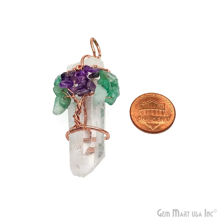 Necklaces GemMartUSA Crystal Pencil Point Pendant Rough Gemstone Rose Gold Plated Tree of Life Wire Wrapped Necklace Pendant 152Inch Necklaces GemMartUSA Crystal Pencil Point Pendant Rough Gemstone Rose Gold Plated Tree of Life Wire Wrapped Necklace Pendant 152Inch