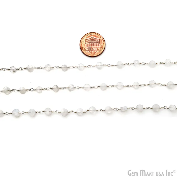 Necklaces GemMartUSA Rainbow Coin 45mm Silver Wire Wrapped Rosary Chain