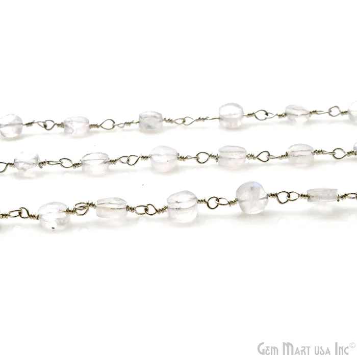 Necklaces GemMartUSA Rainbow Coin 45mm Silver Wire Wrapped Rosary Chain