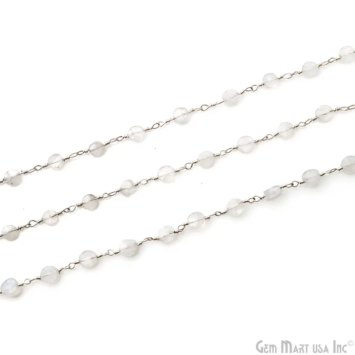 Necklaces GemMartUSA Rainbow Coin 45mm Silver Wire Wrapped Rosary Chain
