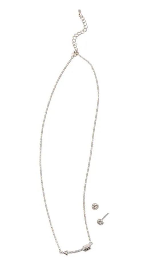 Necklaces KK Interiors SilverCrystal Arrow Necklace Set