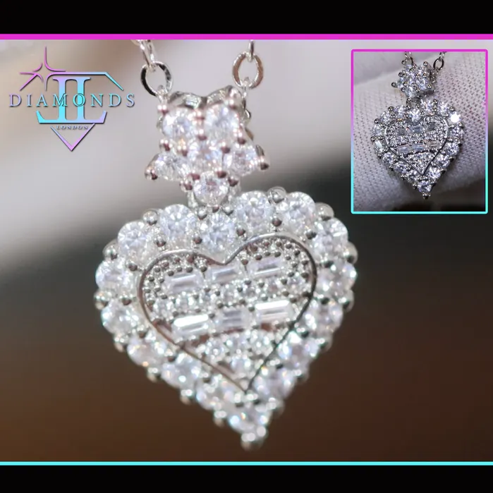 Necklaces Lab Diamonds London Diamond Heart Necklace Womens Diamond Necklace Heart Necklace with Diamonds Heart Pendant