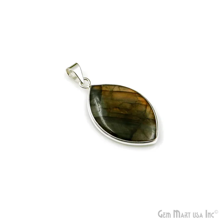 Necklaces Labradorite Gemstone Marquise 38x22mm Sterling Silver Necklace Pendant 1PC GemMartUSA