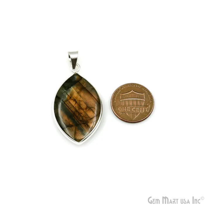 Necklaces Labradorite Gemstone Marquise 38x22mm Sterling Silver Necklace Pendant 1PC GemMartUSA