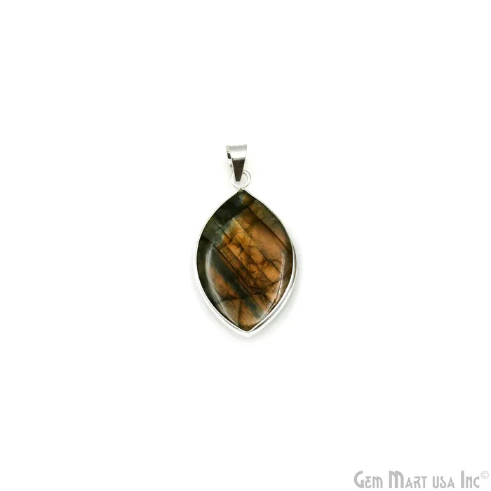 Necklaces Labradorite Gemstone Marquise 38x22mm Sterling Silver Necklace Pendant 1PC GemMartUSA