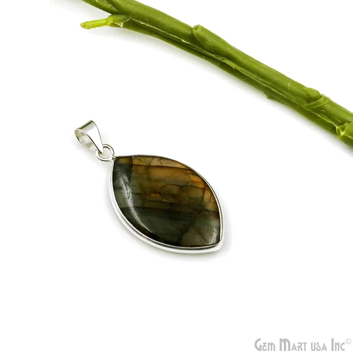 Necklaces Labradorite Gemstone Marquise 38x22mm Sterling Silver Necklace Pendant 1PC GemMartUSA