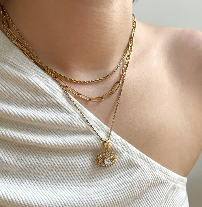 Necklaces Mai Dsire EVIL EYE DIAMOND PENDANT NECKLACE SAMPLE