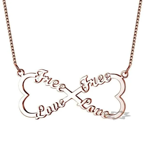 Necklaces Personalized Jewel Personalized 925 Sterling Silver Double Heart Pendant Necklace Engrave 4 Custom Names Necklace Gift Jewelry for Friends Family