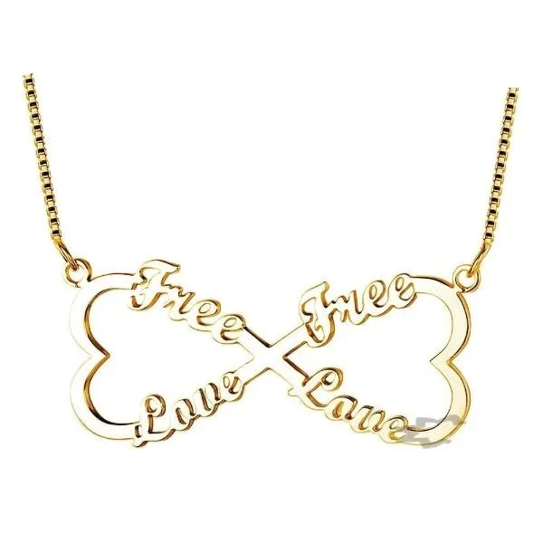 Necklaces Personalized Jewel Personalized 925 Sterling Silver Double Heart Pendant Necklace Engrave 4 Custom Names Necklace Gift Jewelry for Friends Family