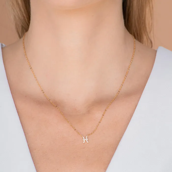 Necklaces Pisces Sapphire Charm Zodiac Star Sign Necklace Camile Stone