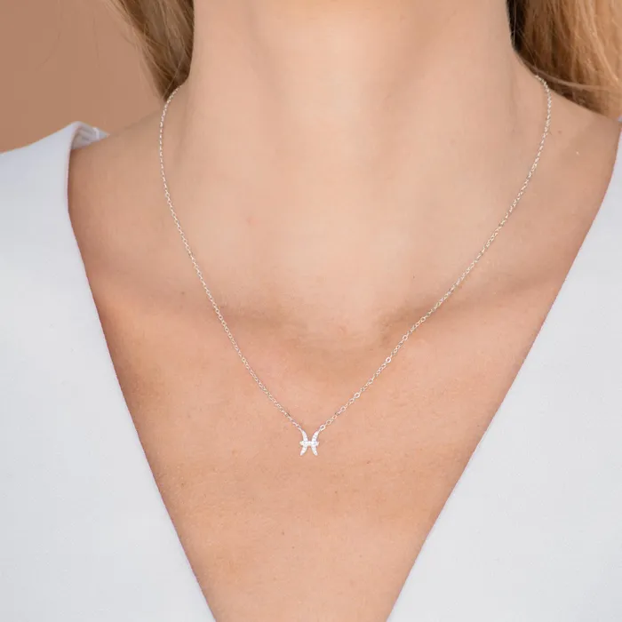 Necklaces Pisces Sapphire Charm Zodiac Star Sign Necklace Camile Stone