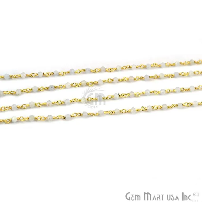 Necklaces Rainbow Moonstone Beads 2mm Gold Plated Wire Wrapped Rosary Chain GemmartUSA Necklaces Rainbow Moonstone Beads 2mm Gold Plated Wire Wrapped Rosary Chain GemmartUSA