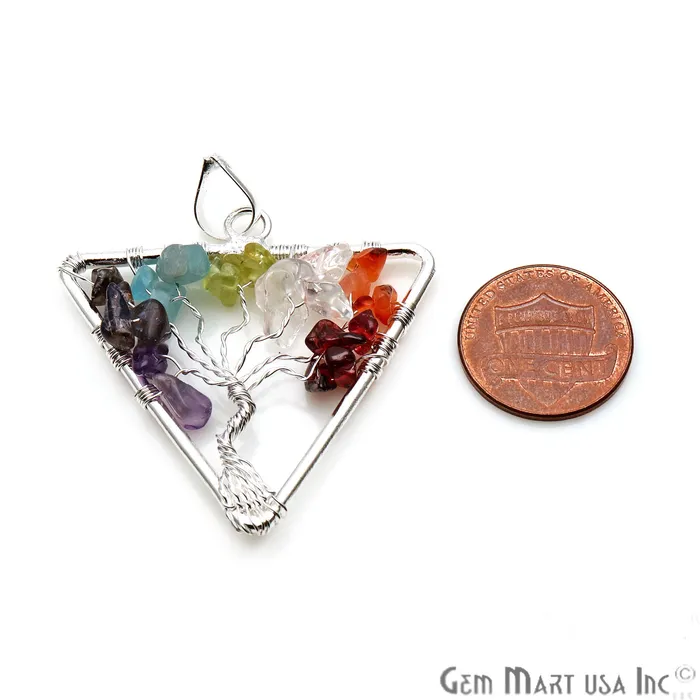 Necklaces Tree of Life Multi Color Silver Wire Wrapped 41x39mm Triangle Chakra Pendant GemmartUSA Necklaces Tree of Life Multi Color Silver Wire Wrapped 41x39mm Triangle Chakra Pendant GemmartUSA