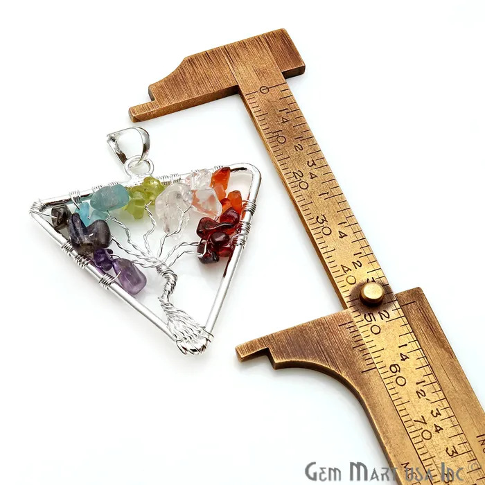 Necklaces Tree of Life Multi Color Silver Wire Wrapped 41x39mm Triangle Chakra Pendant GemmartUSA Necklaces Tree of Life Multi Color Silver Wire Wrapped 41x39mm Triangle Chakra Pendant GemmartUSA