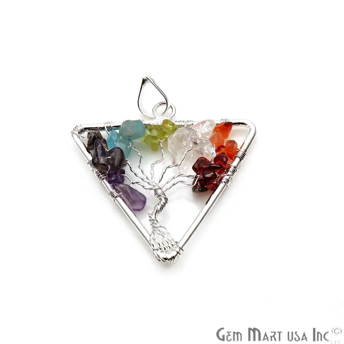 Necklaces Tree of Life Multi Color Silver Wire Wrapped 41x39mm Triangle Chakra Pendant GemmartUSA Necklaces Tree of Life Multi Color Silver Wire Wrapped 41x39mm Triangle Chakra Pendant GemmartUSA