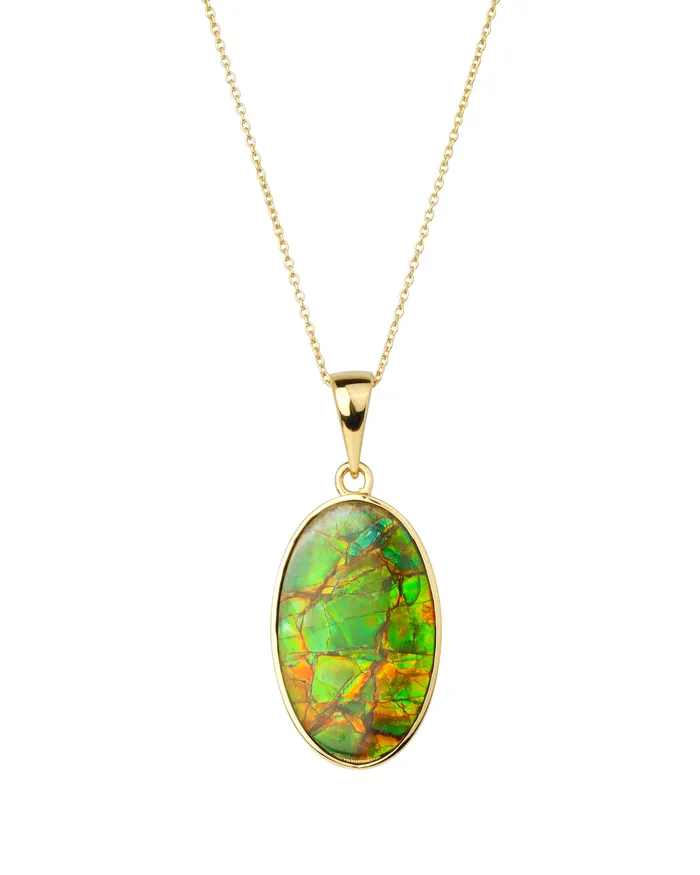 Necklaces YoTreasure 14K Gold Vermeil Over 925 Silver 121 Cts Ammolite Gemstone Necklace Necklaces YoTreasure 14K Gold Vermeil Over 925 Silver 121 Cts Ammolite Gemstone Necklace