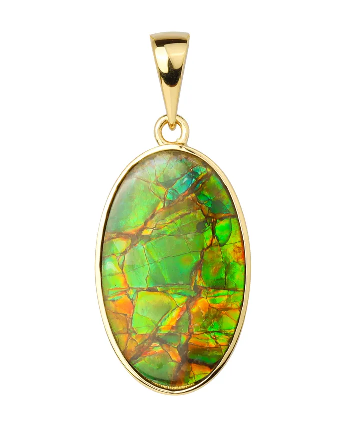 Necklaces YoTreasure 14K Gold Vermeil Over 925 Silver 121 Cts Ammolite Gemstone Necklace