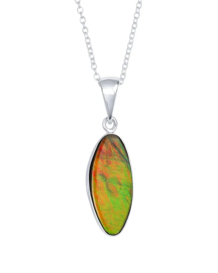Necklaces YoTreasure 8 Ct Ammolite Solid 925 Sterling Silver Chain Necklace Pendant Necklaces YoTreasure 8 Ct Ammolite Solid 925 Sterling Silver Chain Necklace Pendant