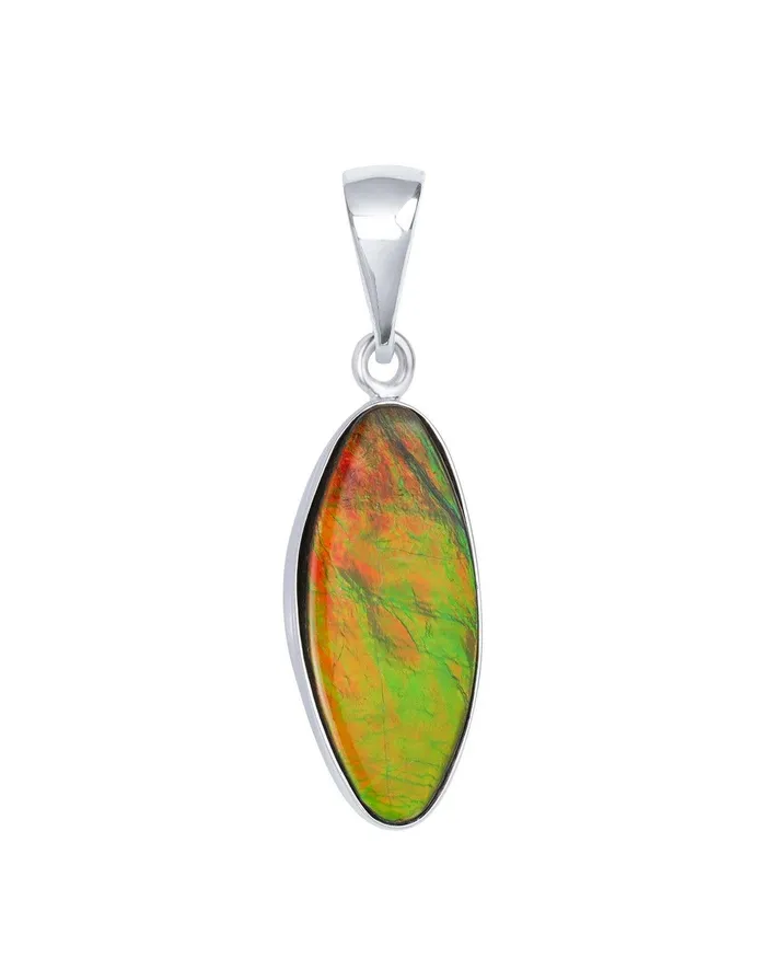 Necklaces YoTreasure 8 Ct Ammolite Solid 925 Sterling Silver Chain Necklace Pendant