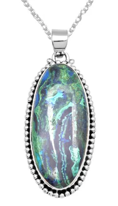 Necklaces YoTreasure Azurite Malachite 2 12 Long 925 Solid Sterling Silver Pendant With 18 Chain Necklaces YoTreasure Azurite Malachite 2 12 Long 925 Solid Sterling Silver Pendant With 18 Chain