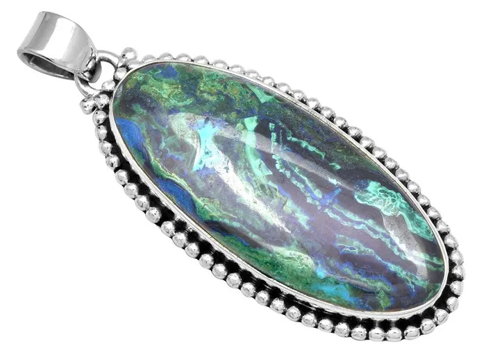 Necklaces YoTreasure Azurite Malachite 2 12 Long 925 Solid Sterling Silver Pendant With 18 Chain