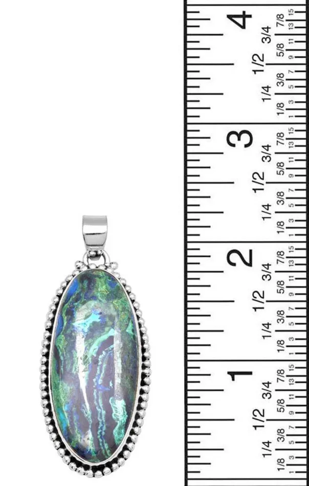 Necklaces YoTreasure Azurite Malachite 2 12 Long 925 Solid Sterling Silver Pendant With 18 Chain