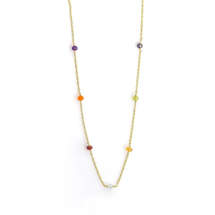 Necklaces YoTreasure Chakra Stone Solid 925 Sterling Silver Gold Plated Chain Necklace Pendant