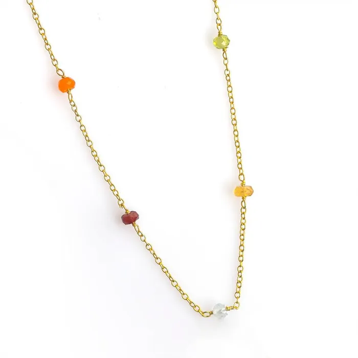 Necklaces YoTreasure Chakra Stone Solid 925 Sterling Silver Gold Plated Chain Necklace Pendant