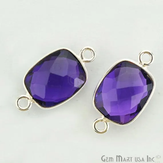 Octagon 9x11mm Double Bail Silver Bezel Gemstone Connector GemMartUSA Rings