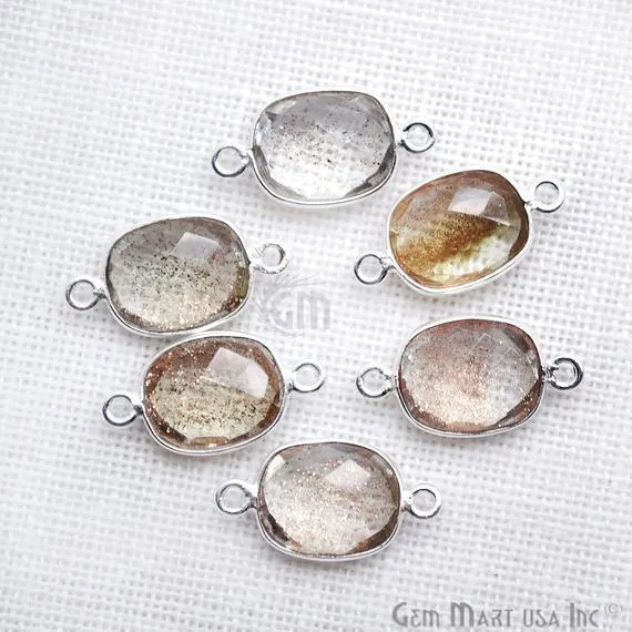 Octagon 9x11mm Double Bail Silver Bezel Gemstone Connector GemMartUSA Rings