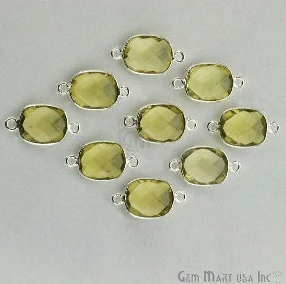 Octagon 9x11mm Double Bail Silver Bezel Gemstone Connector GemMartUSA Rings