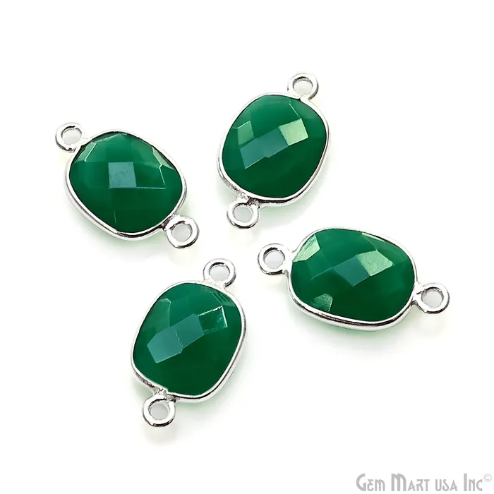 Octagon 9x11mm Double Bail Silver Bezel Gemstone Connector GemMartUSA Rings